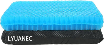Gel Seat Cushion for Long Sitting, (2.4 Inch Extra Thick) SoftOoUBreathable Gel Cushions for Pressure Relief, Gel Chair Cushion for Hip Pain, Gel Cushion for Wheelchair with No Pressure Points