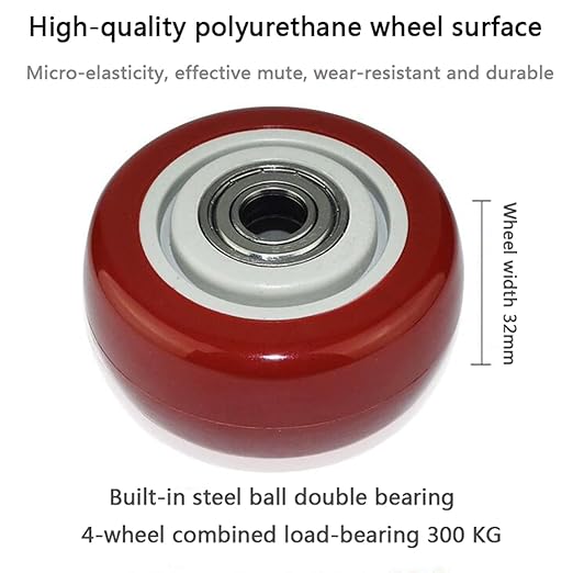 3 4 5 inch Heavy-Duty Polyurethane Silent Universal Wheels with Brake Wheels, Soft Rubber Industrial Trolley casters, Load-Bearing 100kg/pc (Color : Brake Wheel, Size : 4inch)