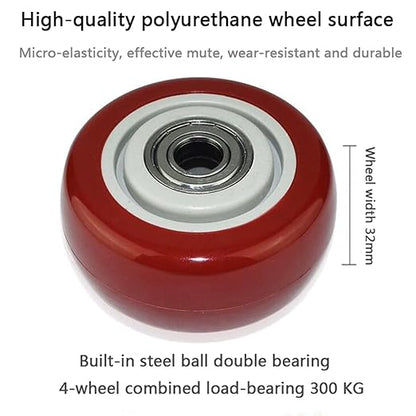 3 4 5 inch Heavy-Duty Polyurethane Silent Universal Wheels with Brake Wheels, Soft Rubber Industrial Trolley casters, Load-Bearing 100kg/pc (Color : Brake Wheel, Size : 4inch)