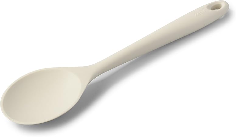 Zeal Scratch Non-Stick Cooking Spoon (28cm), Silicone, Cream, 11-Inch