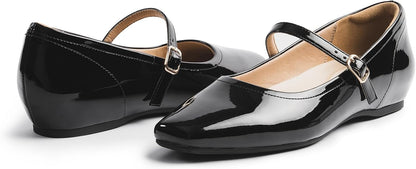 Cusolemore Mary Jane Flat Shoes with Arch Support and Hidden Wedge Heel, Women Ballet Flats, Mary Jane Flats, Comfortable Dress Shoes