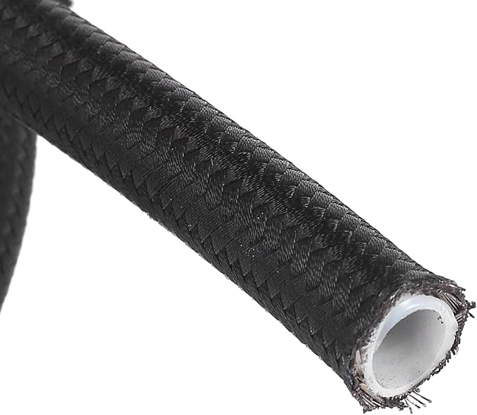 AN8 12 3ft Universal Braided PTFE Nylon Stainless Steel for E85 Car Oil Fuel Gas Line Hose Black