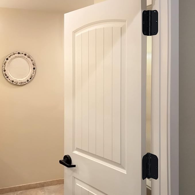 Egofine Door Hinges 12 Pack, 3.5" x 3.5" Interior Hinges With 58" Radius Corners, Matte Black