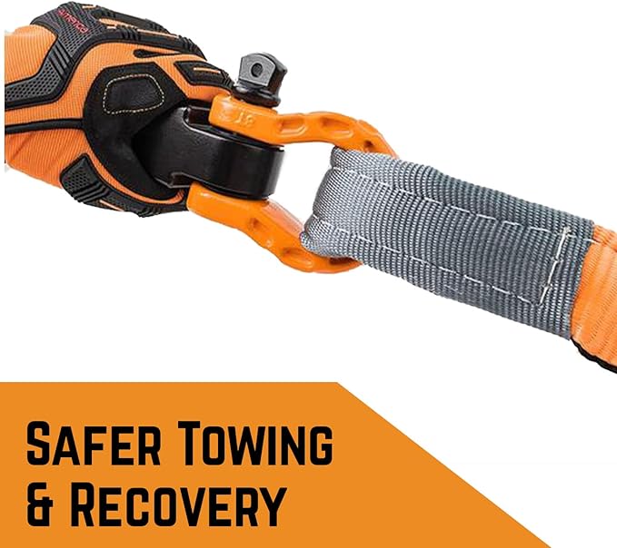 GearAmerica Aluminum 2x2 Hitch Receiver  Mega Shackle 32,000 lbs (16T) MBS, 16,000 lbs (8T) WLL - for Heavy Duty Towing and Off-Road Recovery - Includes Shackle, Washers  Pin - Black  Blue