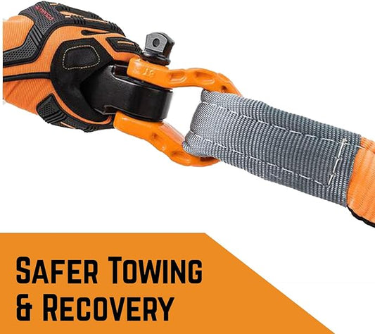 GearAmerica Aluminum 2x2 Hitch Receiver  Mega Shackle 32,000 lbs (16T) MBS, 16,000 lbs (8T) WLL - for Heavy Duty Towing and Off-Road Recovery - Includes Shackle, Washers  Pin - Black  Blue