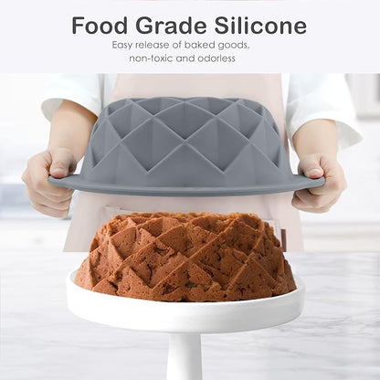 Bunte Cake Pan, Non-Stick 10-Inch Angel Food Cake Pan, Silicone Cake Mold with Metal Reinforced Frame More Strength for Long-Lasting Performance