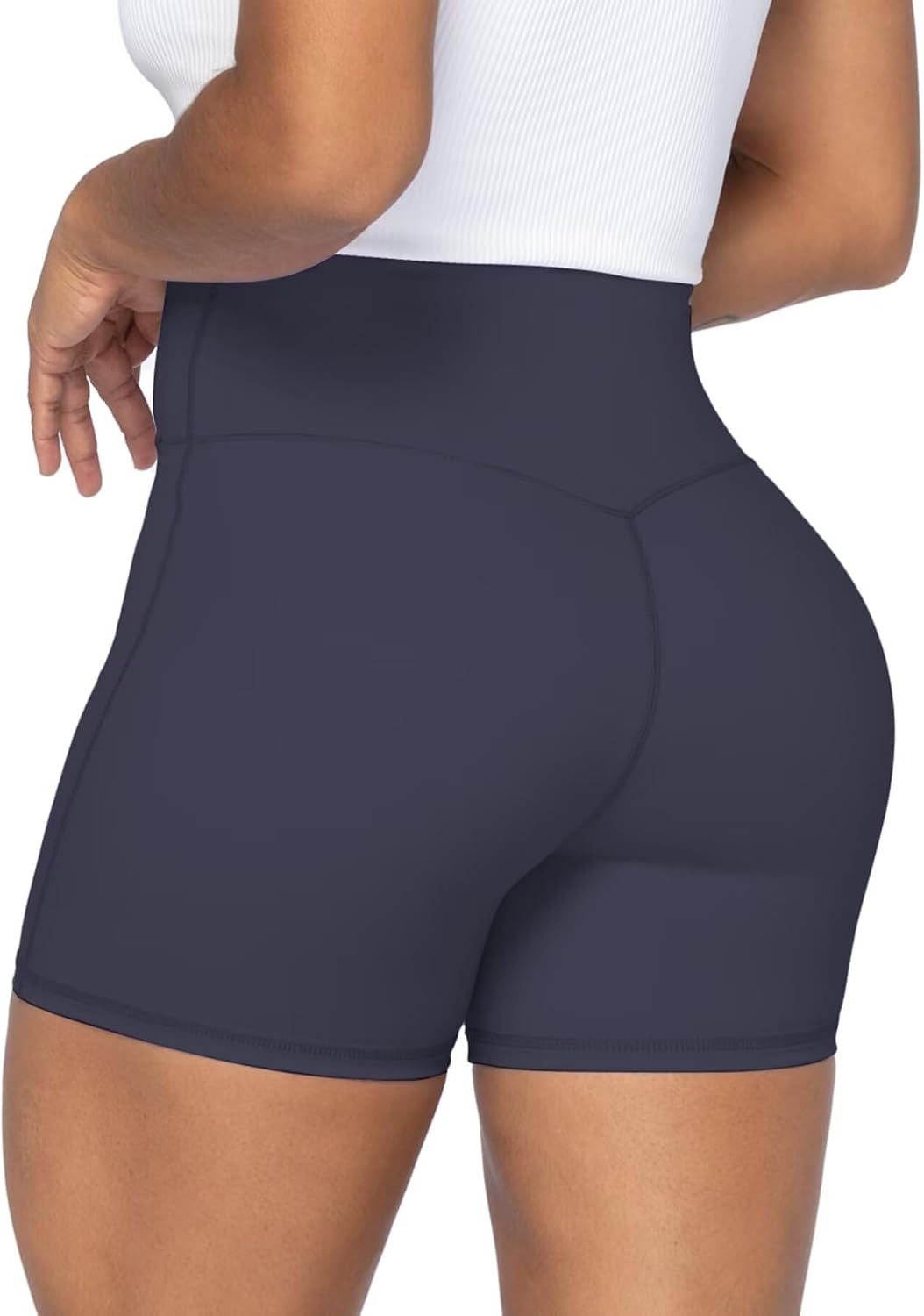 Sunzel Crossover Biker Shorts for Women, No Front Seam V High Waist Yoga Workout Gym Shorts with Tummy Control