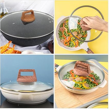 Tofficu Household Glass Lid Cookware Replacement, 11 Inch Universal Lid with Handle, Replacement pot Cover Wok Lid for Pots Pans Fry Pan, Shockproof Tempered Lid for 12 Inch Frying Pan, Wok, and Pot