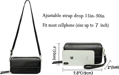 Lanyani RFID Crossbody Wallet Wristlet Purse with Phone Pocket For Women Vegan Leather