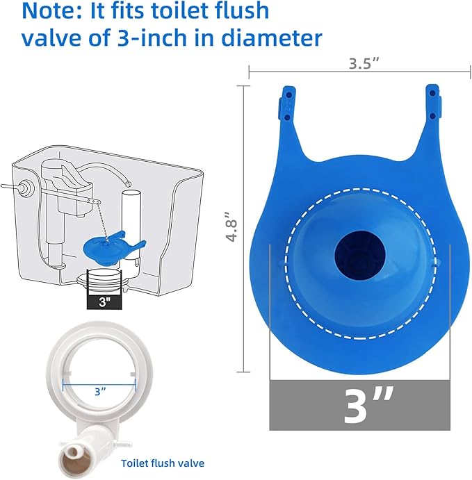 iFealClear 3-Inch Toilet Flappers Replacement Compatible with Gerber 99-788, Water Conserve, High Performance Rubber Toilet Flapper Fits 3 Inch Toilet Flush Valve, Easy to Install - Blue
