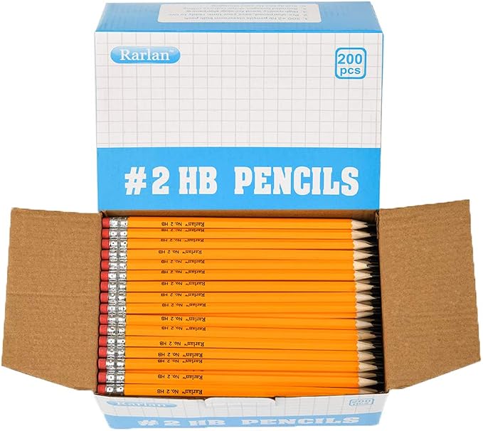 Rarlan Wood-Cased #2 HB Pencils, Pre-sharpened, 20 Count Bulk Pack