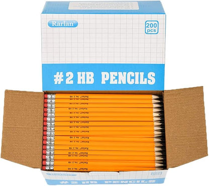 Rarlan Wood-Cased #2 HB Pencils, Pre-sharpened, 20 Count Bulk Pack