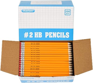 Wood-Cased 2 HB Pencils, Pre-sharpened, 200 Count Bulk Pack