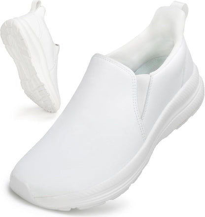 ZOVE Wide Toe Box Shoes Women Wide Width Waterproof Leather Hands Free Nursing Sneakers Ultra Light Extra Wide Walking Sneakers Non-Slip Chef Diabetes Nurse Work Shoes