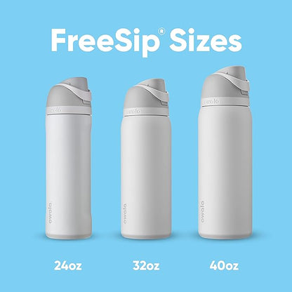 Owala FreeSip Insulated Stainless Steel Water Bottle with Straw for Sports, Travel, and School BPA-Free Sports Water Bottle, 24 oz, Shy Marshmallow