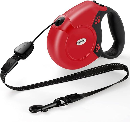 Retractable Dog Leash, 26 Ft Heavy Duty Pet Walking Leash for Small Medium Large Dogs up to 110lbs, Anti-Slip Handle, 360 ° No Tangle, Nylon Tape, One-Handed Brake (Red)