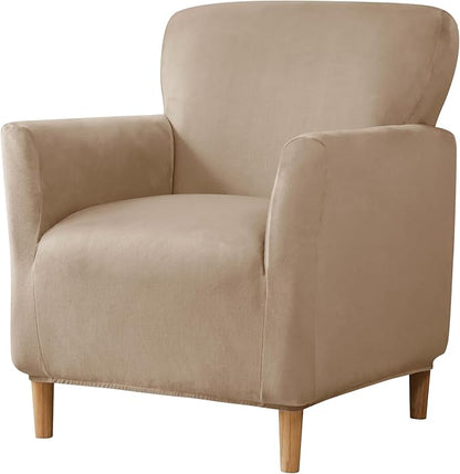 LiveGo Stretch Mid Century Modern Armchair Slipcover 1-Piece Solid Accent Chair Covers with Arms Soft Chair Slipcovers for Living Room Furniture Protector Office Reception
