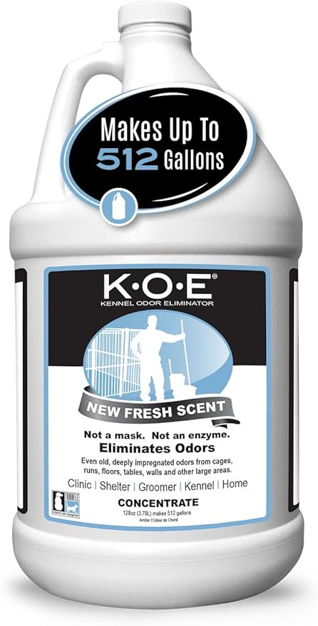Odorcide K.O.E. Fresh Scent Odor Eliminator Concentrate – For Strong Odor on Cages, Floor, & More – Non-Enzymatic For Home & Dog Kennel – Home & Pet Supplies (1 Gal)