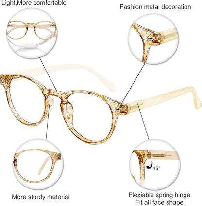 OCCI CHIARI Reading Glasses 5.0 Stylish Round Readers for Women 1.0 1.25 1.5 1.75 2.0 2.25 2.5 2.75 3.0 3.5 4.0 5.0 6.0(Yellow,5.0)