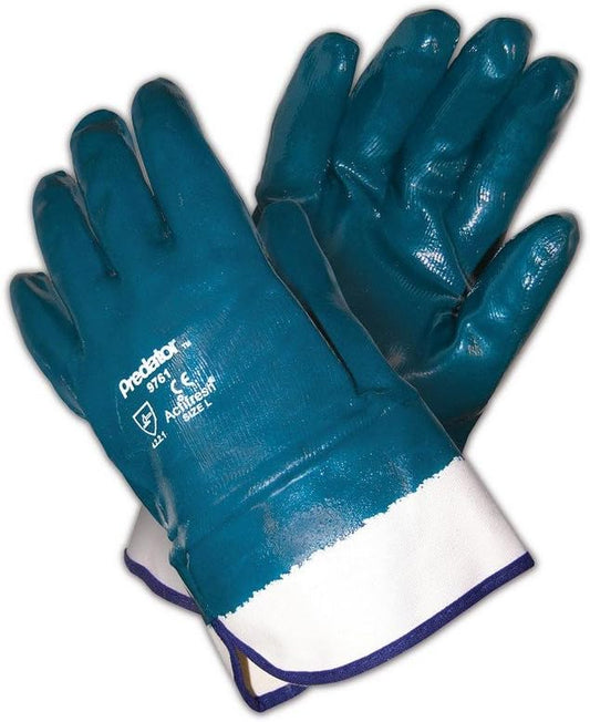MCR Safety 9761 Predator Fully Coated Nitrile, One Size Fits All, BlueWhite (Pack of 12)