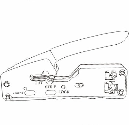 [6088 Pass Through Crimper] for RJ45 Pass-thru and RJ45 RJ12 RJ11 8P 6P Regular Network Connectors Crimp Strip Cut CAT5 CAT6 CAT7 Unshielded and Shielded Cables (Built-in Pass Thru Blade)