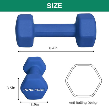 Pone First 10 lb Dumbbell Hand Weight (Single) – Neoprene Dumbbell Color Coded Hex Shaped Free Weights