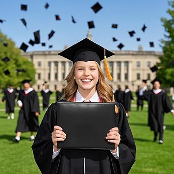 Gradplaza Diploma Cover 8.5" x 11" Padded Graduation Diploma Holder Certificate Holder Smooth Certificate Cover Black