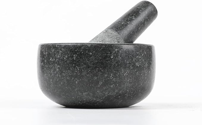HAWOK Mini Mortar and Pestle Dia. 3.7 inch Set Black