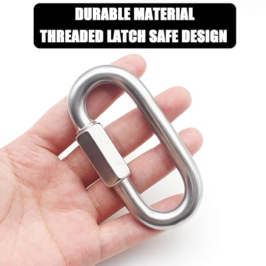 Anvin 2 Pack Large Quick Links M10 38 Inch Heavy Duty Carabiner Stainless Steel Chain Links Connector D Shape Locking Chain Hooks Repair Utility Screw Links for Camping Outdoor Equipment Hammocks
