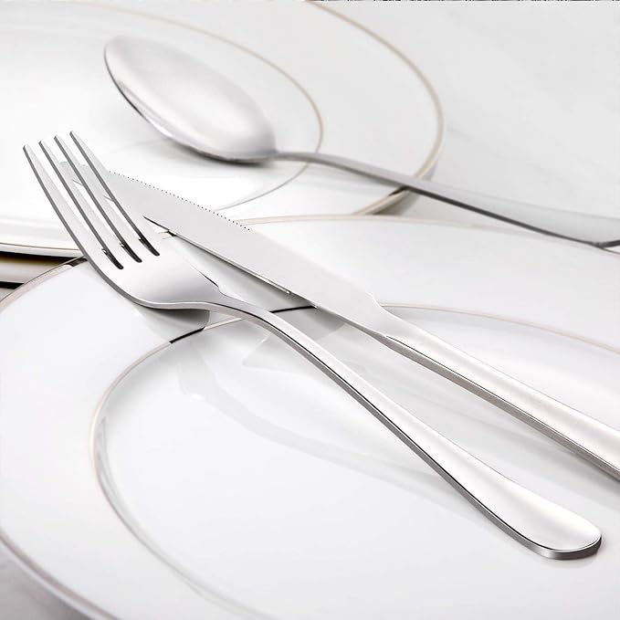 5 Pcs Thicken Dinner Forks Stainless Steel Forks Silverware Mirror Polished Dishwasher Safe for Kitchen Home Restaurant - Silver Fork
