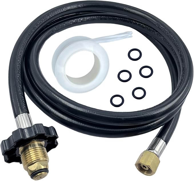 12 FT Propane Torch Hose for Connection Weed Burner Extension Connection of Propane Tank to Weed Burner Torch,G38"-19 Left Hand Internal Thread-PSI350, with Replacement O Ring Sealing Tape (12 FT)