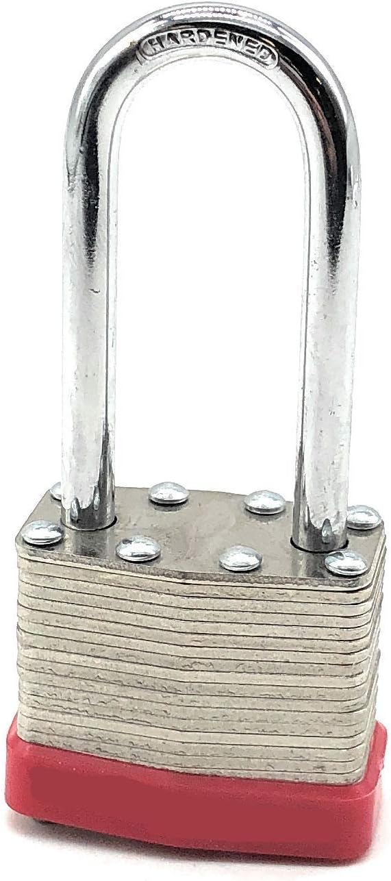40mm Keyed Alike (A389) Laminated Steel Long Shackle Padlock, 1 3/4" Wide x 2 3/4" Shackle Size (12 Pack)