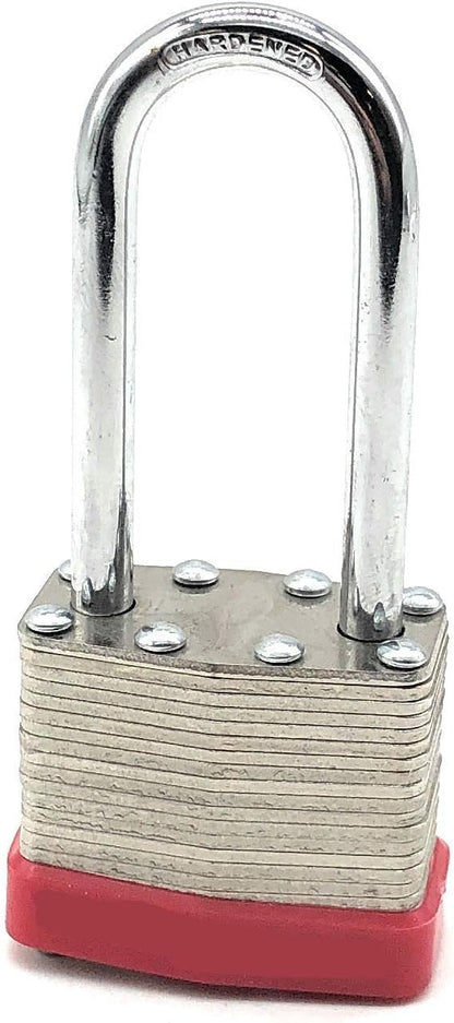 40mm Keyed Alike (A389) Laminated Steel Long Shackle Padlock, 1 3/4" Wide x 2 3/4" Shackle Size (12 Pack)