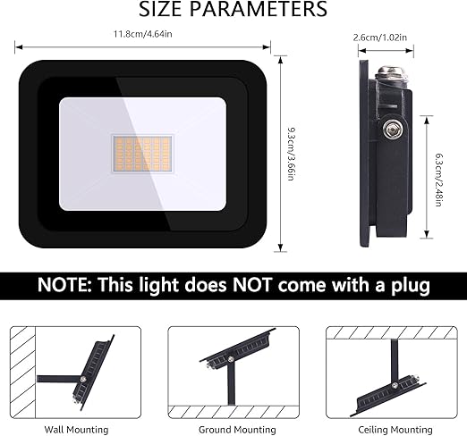 MIHEAL Ultra-Thin 10W 20W 30W 50W 100W LED Flood Light Spotlight Led Search Lamp 110V Floodlights for Outdoor Garden Street Square (Warm White, 30W)