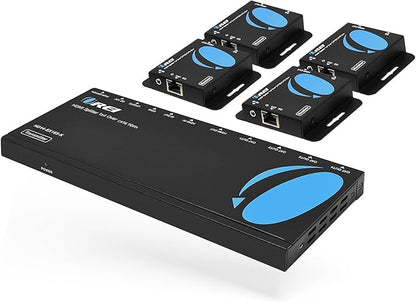 OREI 4K 1x4 HDMI Extender Splitter Over CAT67 Ethernet Cable Up to 4K30Hz upto 165 ft-1080P60Hz upto 230 ft, IR control, EDID, HDMI Loop Out (HD14-EX165-K)