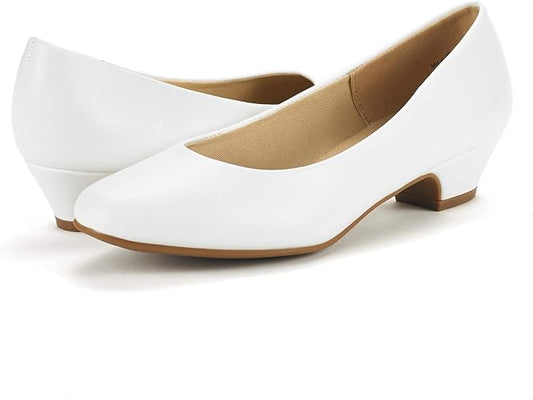 DREAM PAIRS Women's Mila Low Chunky Heel Pump Shoes