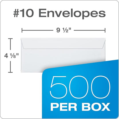 Columbian 10 Security Envelopes, 500Box, No Window, 4-18 x 9-12 Inches, Release  Seal Self Seal, White (COLO151)