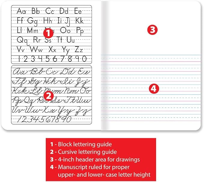 Better Office Products Primary Journal, Hardcover, Primary Composition Book Notebook - Grades K-2, 100 Sheet, One Subject, 9.75" x 7.5", Blue Cover-3 Pack