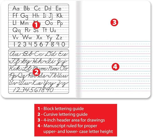 Better Office Products Primary Journal, Hardcover, Primary Composition Book Notebook - Grades K-2, 100 Sheet, One Subject, 9.75" x 7.5", Blue Cover-3 Pack