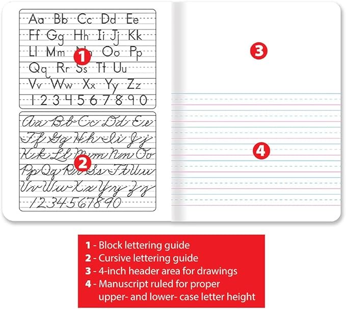 Better Office Products Primary Journal, Hardcover, Primary Composition Book Notebook - Grades K-2, 100 Sheet, One Subject, 9.75" x 7.5", Blue Cover-5 Pack