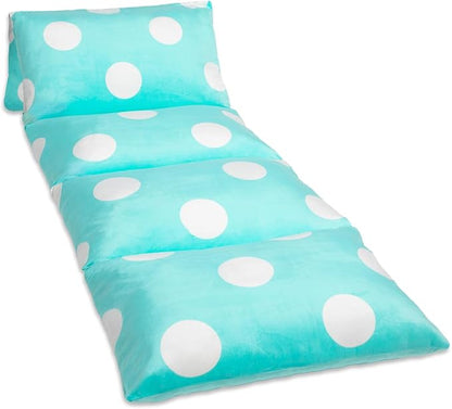 Butterfly Craze Floor Pillow Case, Mattress Bed Lounger Cover, Polka Aqua, Queen Size - Cozy Seating Solution for Kids & Adults, Recliner Cushion, Perfect for Reading, TV Time (Pillow Not Included)