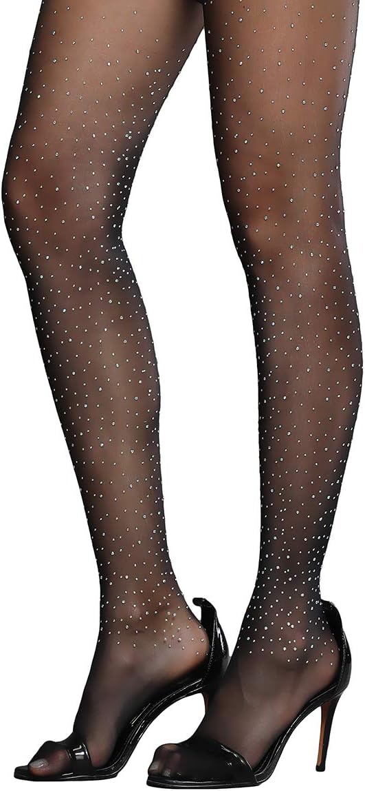 Women's Shimmer Tights Silk Reflections Control Top Pantyhose Sparkly Rhinestone Sheer Stockings