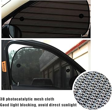 2 PCS Car Window Shade, 15"Ã—26" Front Side Window Sunshade Protector with Suction Cups, Foldable Sunlight Shield Blocks Sun, Glare and UV Rays, Universal Car Accessories