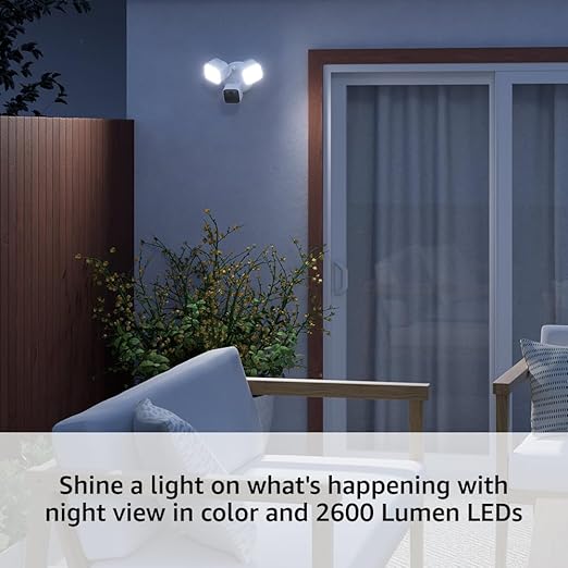 Blink Wired Floodlight Camera - Smart security camera, 2600 lumens, HD live view, enhanced motion detection, built-in siren, Works with Alexa  1 camera (White)