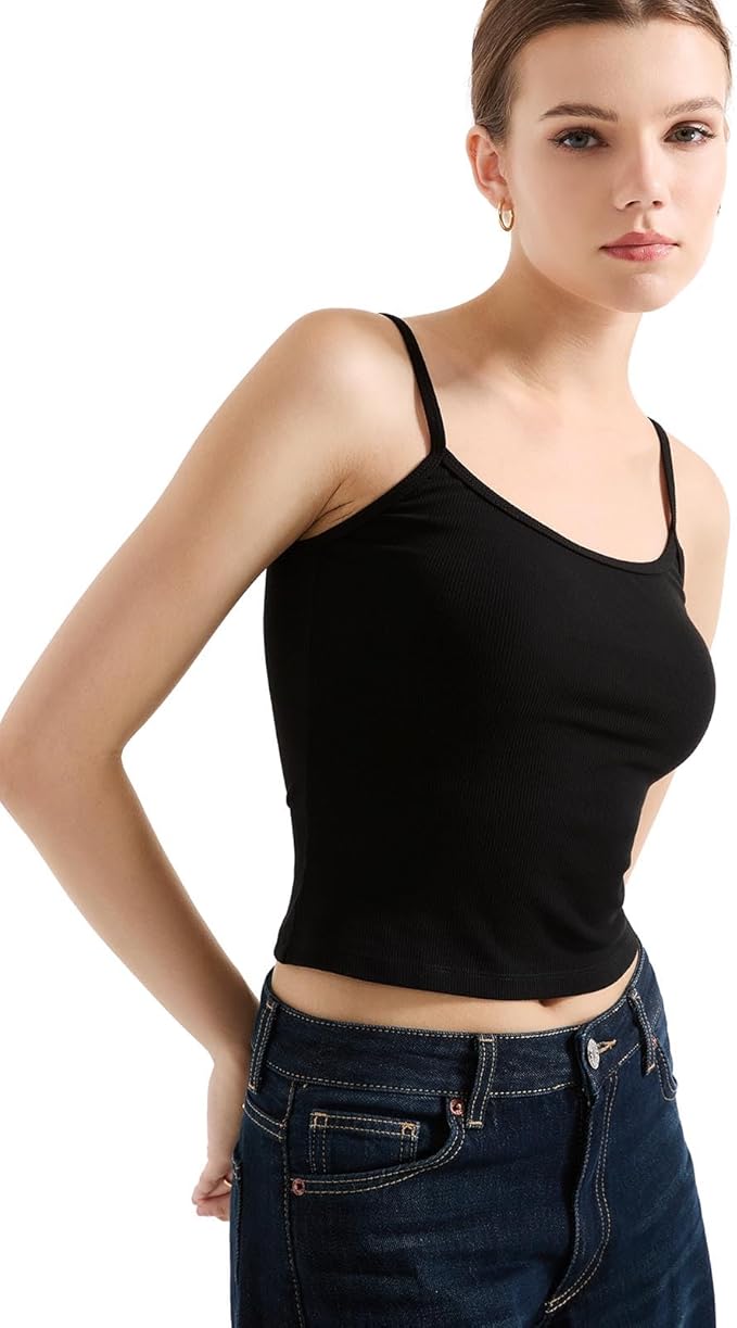 SUUKSESS Women Cotton Ribbed Going Out Camisole Top Y2k Spaghetti Strap Tank Top