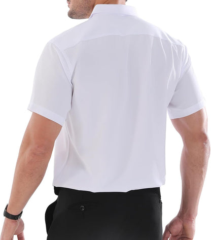 Dress Shirts for Men Big and Tall (XL Big-6XL Big Tall) Button Down Short Sleeve Business Casual Collared Shirt