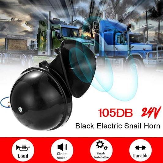 Air Horn Loud 105DB 12V24V Black Waterproof Electric Snail Horn Air Horn Raging Sound For Car Motorcycle Truck Boat