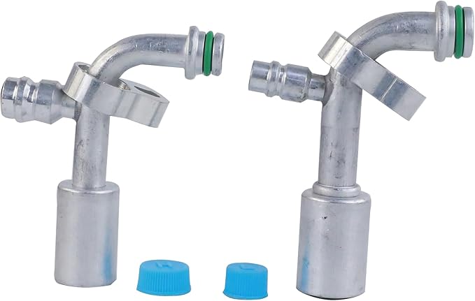 Air Conditioning AC Fitting Set 8 and 10 Female 90 Degree,suitable R134a, with moveable block