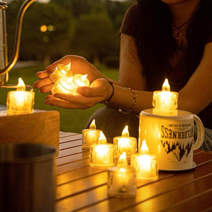 SupBri 3pc Pack Flameless Tea Lights Candles Battery Operated, Crystal Led Tealight Candles,Votive Electric Fake Candles for Valentines Wedding Diwali Christmas Decorations