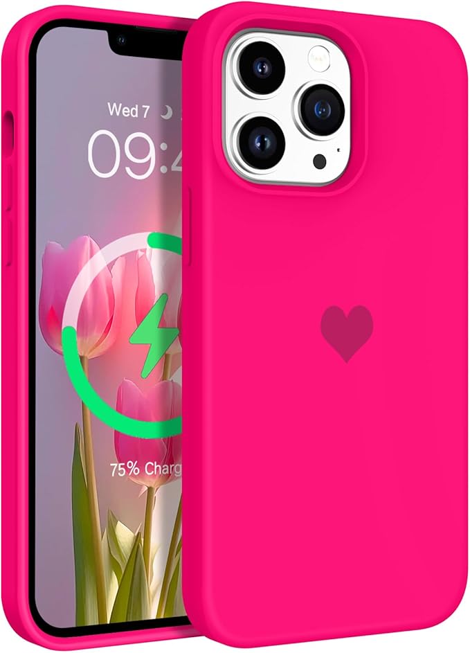 BENTOBEN for Magnetic iPhone 13 Pro Max Case, Phone Case iPhone 13 Pro Max [Compatible with Magsafe] Slim Silicone Design Shockproof Bumper Drop Protective Girls Women Boys Men Magnet Cover, Hot Pink